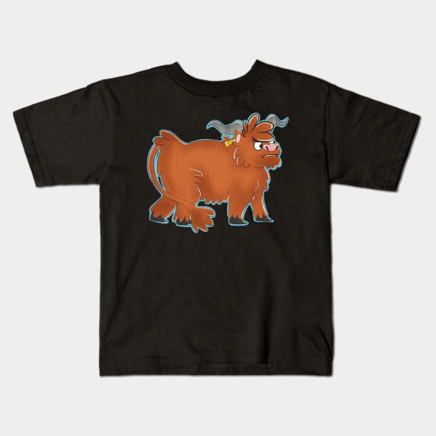 Highland cow Kids T-Shirt by paigedefeliceart@yahoo.com